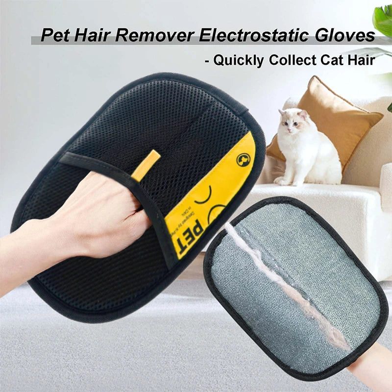 Revolutionary Pet Hair Removal Gloves - Effortlessly Eliminate Dog & Cat Fur with Double-Sided Silicone Design